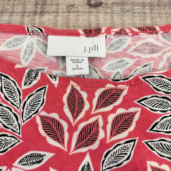 J. Jill Pullover Top Womens L Petite Multicolor Block Floral Crew Neck Tunic Tee - Picture 4 of 11